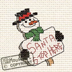 Christmas Cross Stitch Card Kit - Santa Stop Here-0
