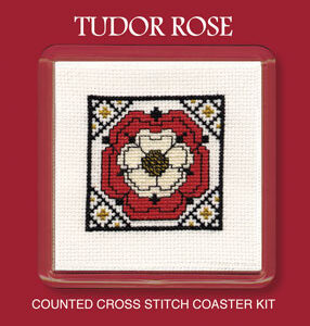 Cross Stitch Coaster Kit - Tudor Rose-0