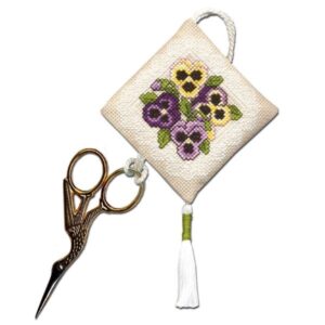Cross Stitch Scissor Keep - Victorian Pansies