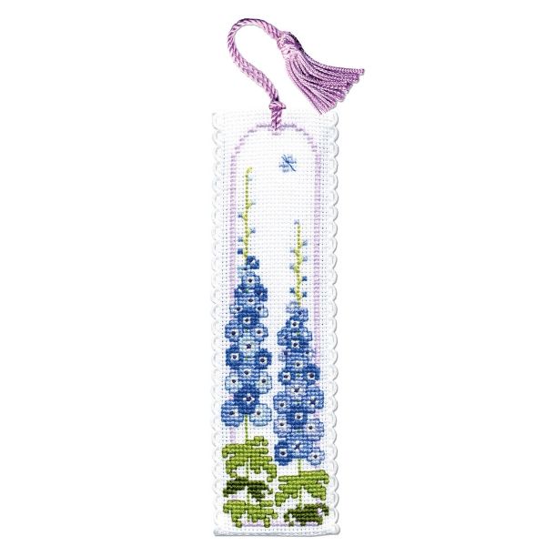 Delphinium Cross Stitch Bookmark Kit