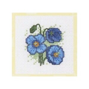 Blue Poppies Cross Stitch Card Kit