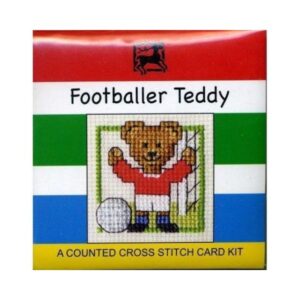 Footballer Teddy Cross Stitch Card Kit
