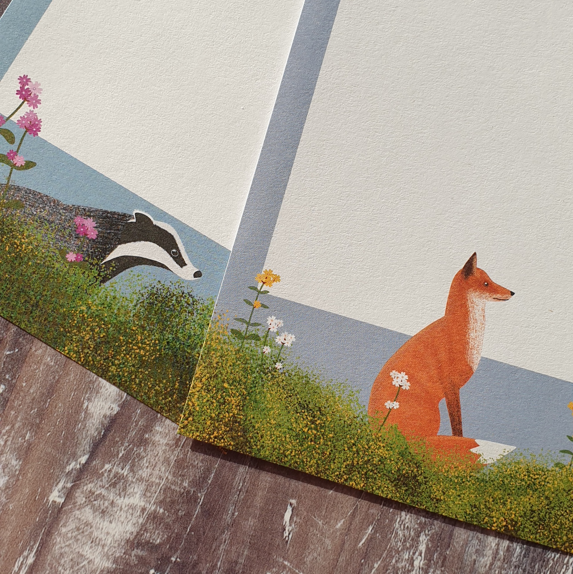 fox, badger, woodland mammals gift notes, daffodowndilly, cre8kits