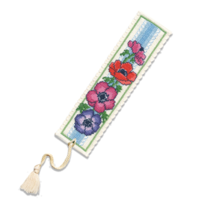 Anemone cross stitch bookmark kit, textile heritage, cre8kits