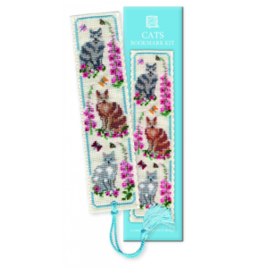cats cross stitch bookmark kit,cre8kits