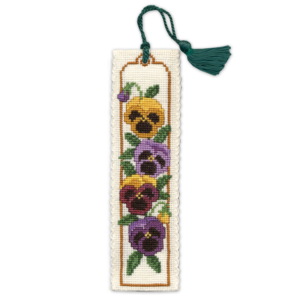 pansies cross stitch bookmark kit, cre8kits