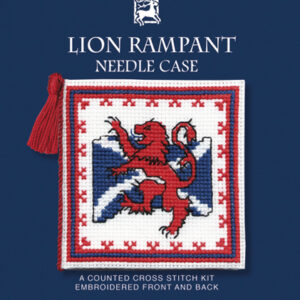 Lion rampart needlecase cross stitch kit, textile heritage, cre8kits